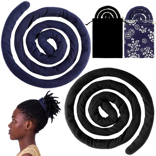 2 Pcs Spiral Lock Hair Tie Dreadlock Accessory Bendable Hair Ties for Women and Men Iron Wire Embedded Ponytail Holders Loc Hair Tie Bendable Long Dread Bands (Vintage Pattern)
