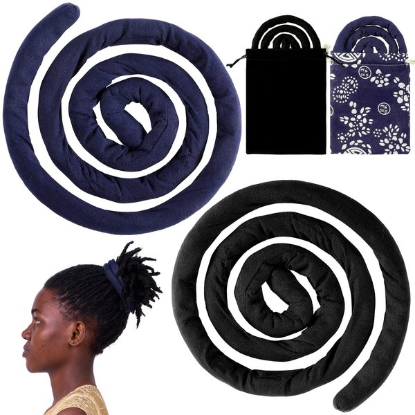 2 Pcs Spiral Lock Hair Tie Dreadlock Accessory Bendable Hair Ties for Women and Men Iron Wire Embedded Ponytail Holders Loc Hair Tie Bendable Long Dread Bands (Vintage Pattern)