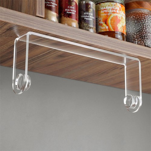 ZUNTO Acrylic Paper Towel Holder - Adhesive Paper Towel Roll Holder Under Cabinet, Clear Plastic Wall Mounted Paper Towel Rack for Kitchen, Frees up Counter Space