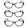 EYE ZOOM 3 Pack Stylish Cat Eye Style Reading Glasses for Women, Tortoise, 1.25