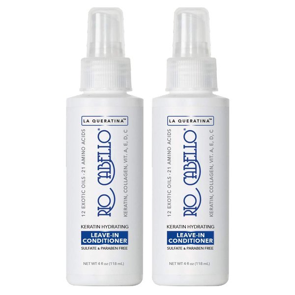 Rio Cabello Keratin Leave-In Conditioner Deep | Sulfate Free | with Argan (Moroccan) Oil, 12 Exotic Oils, 21 Amino Acids, Biotin | For All Hair Types (4oz - Pack of 2)