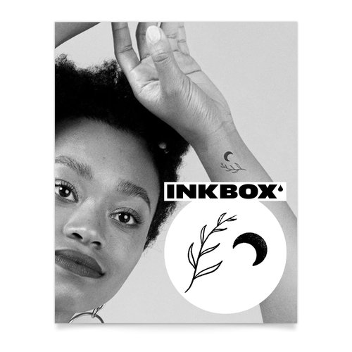 Inkbox Temporary Tattoos, Semi-Permanent Tattoo, One Premium Easy Long Lasting, Water-Resistant Temp Tattoo with For Now Ink - Lasts 1-2 Weeks, Summer Moon, 2 x 2 in