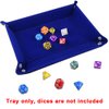SIQUK Double Sided Dice Tray, Folding Rectangle PU Leather and Dark Blue Velvet Dice Holder