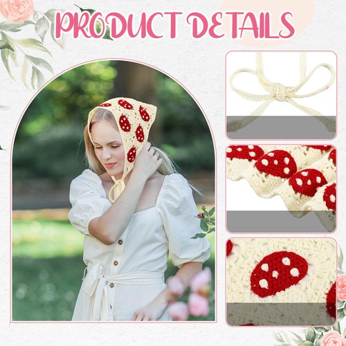 Coume 3 Pcs Crochet Hair Bandana Hair Scarf Knotted Headscarf Crochet Bandana Knitted Scarves Head Kerchief for Women Girls