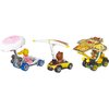 Hot Wheels Mario Kart Vehicle 3-Pack Set of Toy Cars with Gliders Inspired by Tanooki Mario, Princess Peach and Bowser