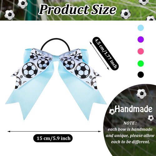 WILLBOND 20 Pieces Soccer Hair Bows Elastic Soccer Ball Hair Tie Accessories Sports Hair Band for Women Player Football Party(Multicolor)