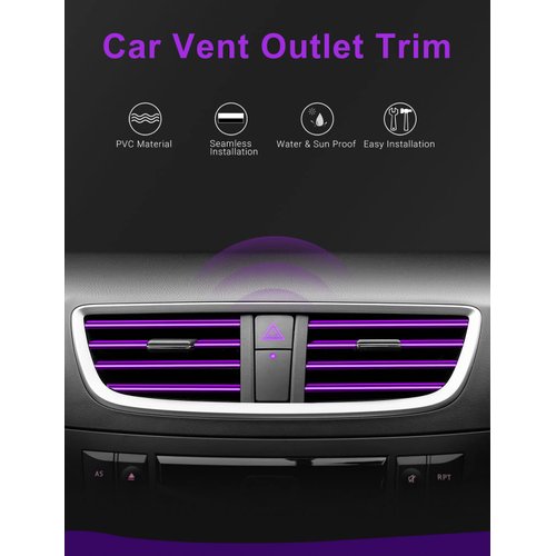 OBVIS 20 Pcs Purple Car Vent Outlet Trim Strip Chrome PVC Car Air Conditioner Vent Outlet Decoration Decorating Strip Interior Accessories DIY