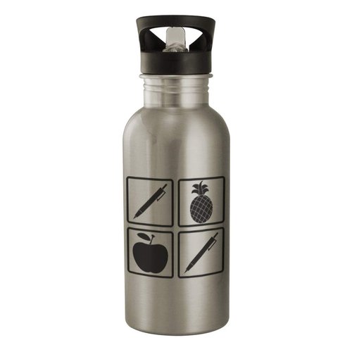 Middle of the Road Pen Pineapple Apple Pen #288 - A Nice Funny Humor 20oz Silver Water Bottle