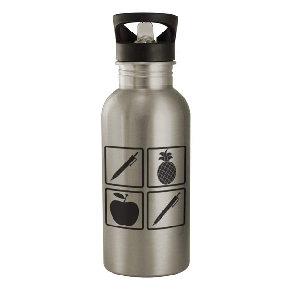 Middle of the Road Pen Pineapple Apple Pen #288 - A Nice Funny Humor 20oz Silver Water Bottle