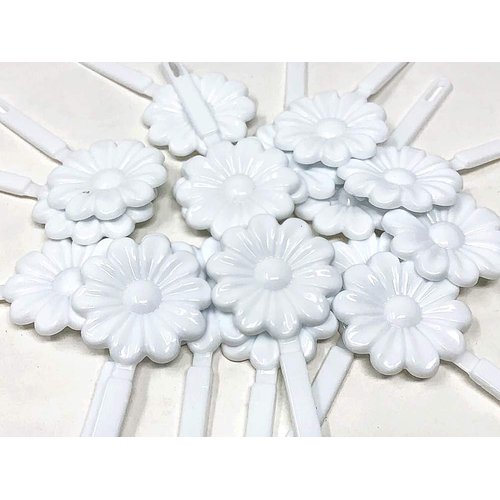 Tara Girls Self Hinge Plastic Flower Hair Barrettes 18 Pieces Selection (White)
