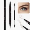 Eyebrow Pencil Makeup Kit, with Waterproof 2-IN-1 Microblading Eyebrow Pen, Eyebrow Pomade, Eyeliner and Dual-ended Eyebrow Brush, Brow Pencil Kit for Natural Eyebrows - Dark Brown