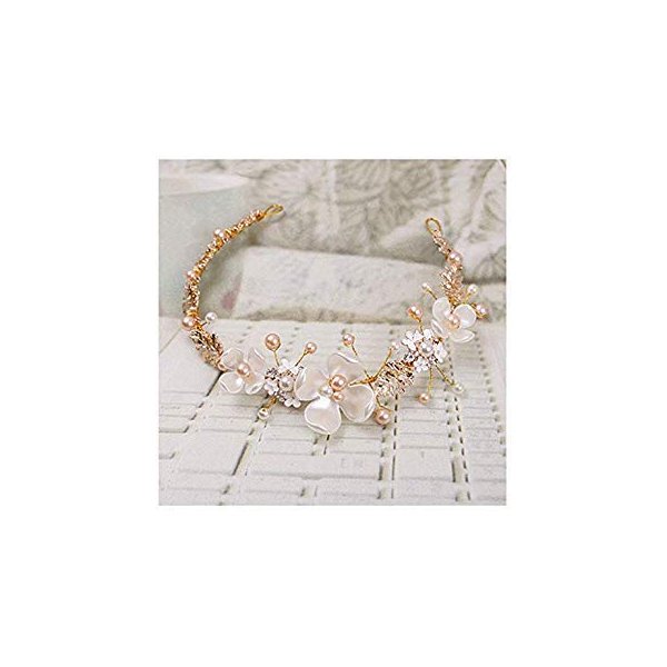 Campsis Flower Girl Headband for Wedding Gold Princess Headpieces First Communion Hair Piece Birthday Party Prom Tiara for Girls and Flower Girls