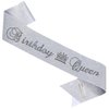 ZHBDPaty "Birthday Queen Birthday Sash Silver with Pearl Safety Pin for Women and Girls Birthday Party Favors
