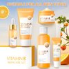 XINGXYUEL Vitamin C Skincare Set for Teenage Girls 5 In 1 Hydration Facial Skincare Gift Set with Cleanser,Toner,Face Serum,Eye Cream,Face Cream,Travel Size Skin Care Products Set for Women