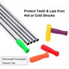 HuaQi Stainless Steel Metal Straws with Silicone Tips Set of 10 Straight Reusable Drinking Straws for 20oz 30oz Tumblers (10.5'' L 0.24''Dia Straws+ 2 Brushes)