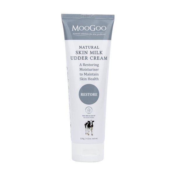 MooGoo Natural Skin Milk Udder Cream - Lightweight Face & Body Moisturizer for Sensitive, Irritated, Dry or Itchy Skin, For All Ages Including Children, 120g/4.2oz.