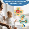 JoySprout Spinner Toys for Babies, 4pcs Baby Spinners with Suction Cups for Interactive Stimulation and Sensory Development, Window Spinners for Toddlers 1-3 for High Chair Toys and Bath Time