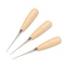 WUTA Leather Craft Awl Tools Leather Hole Punch Tool Sewing Punching Hole Maker Stitching Over Stitch Wood Handle 3 Packs