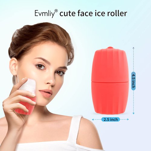 Evmliy 2Pack Ice Roller for Face, Qewro Silicone Ice Roller Facial Ice Mold to Brighten Skin Enhancing Natural Glow, Reusable Ice Roller for Face & Eye Puffiness Relief, Face Roller Skin Care Freezer