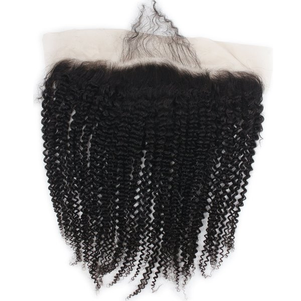 Dreambeauty 13×4" Lace Frontal Closure Kinky Curly Full Lace Front Closure Free Part Unprocessed Brazilian Virgin Human Hair Extension Ear to Ear Lace Closures Natural Color (16 inch)
