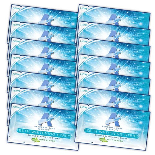 Professional Strength Teeth Whitening Strips 28 Count - 14 Day Supply + Bonus Shade Guide