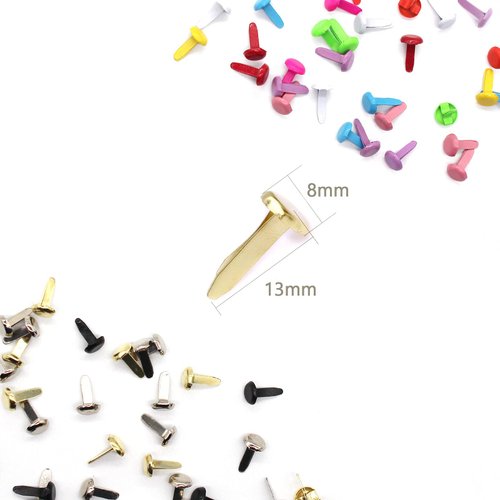 Benvo 300Pcs Mini Brads 8x13mm Small Round Split Pins Brass Metal Paper Fasteners Pastel Brads 12 Colors Random Mixed for Scrapbooking Art DIY Craft Paper Project