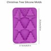 Accfore 3 Pack Christmas Tree Silicone Molds,6 Cavity Candy Baking Trays for Holiday Cakes,Candies,Gummy,Chocolates,Jelly,Soap,Ice Cube,Cookies (red, green, purple)