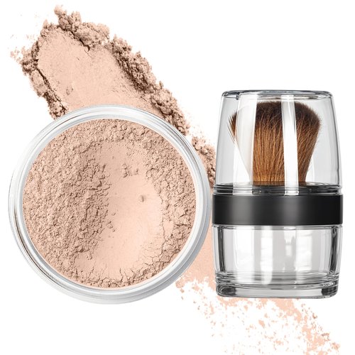 KABUKI JAR BRUSH & FOUNDATION (FAIR 2) Kit Mineral Makeup Full Size Set Bare Face Matte Sheer Powder Cover
