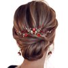 Bridal Crystal Hair Comb and Earrings Set Elegant Bride Wedding Hair Piece Accessories for Women Prom Party Photography (Wine Red)