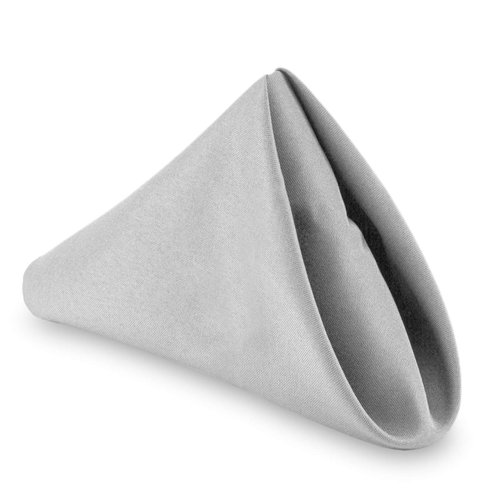 Lann's Linens - 1 Dozen 20" Oversized Cloth Dinner Table Napkins - Machine Washable Restaurant/Wedding/Hotel Quality Polyester Fabric - Silver