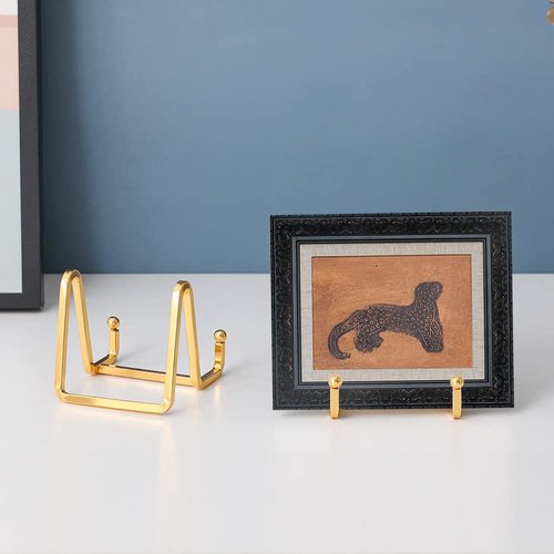 Plate Holder Easel Display Stand - 3 inch Metal Plate Stands for Display - Tabletop Picture Stand - Gold Iron Easels for Display Pictures | Photo Frames | Book | Decorative Plates | Plaque - 1 Pack