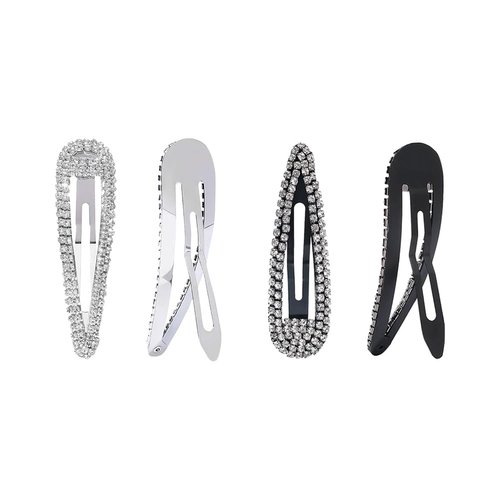 4 Pcs 7.1cm Bling Rhinestone Hair Clips Sparkly Snap Hair Clips Shiny Crystal Hair Slides No Crea...