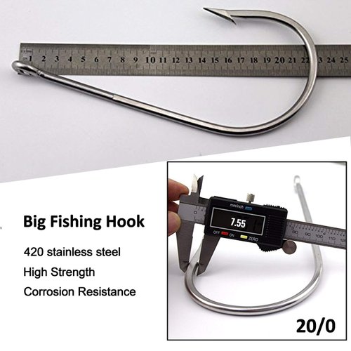 Saltwater Giant Shark and Alligator Hooks Big Game Stainless Steel Tuna Fishing Hooks for Saltwater Freshwater Size 5/0-20/0