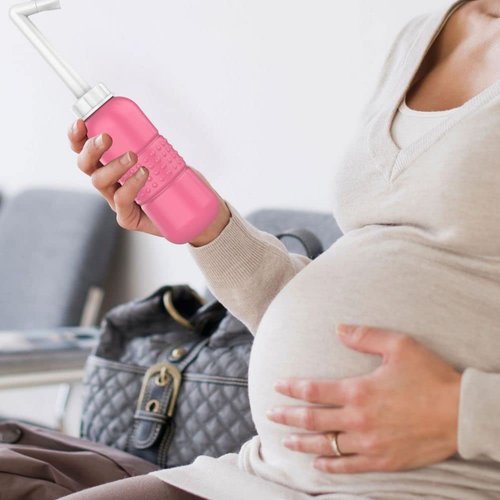 2PCS-Pack Portable Bidet for Travel Bidet Bottle+ Green Pocket Bidet Backpack Camping Bidet , with Water Seal Cap + Storage Bag ,Peri Bottle for Postpartum Essentials