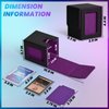 UAONO Card Deck Box with MTG Commander Display, Patented Design Card Deck Case Holds 100+ Double-Sleeved Cards, PU Leather Cards Storage Box For TCG with 2 Dividers, 1 Toploader (Black&Purple)