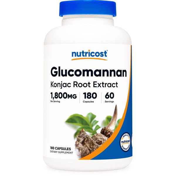 Nutricost Glucomannan 1,800mg Per Serving, 180 Capsules - Natural Fiber Source, Non-GMO, Gluten Free