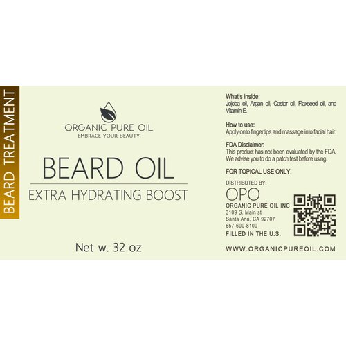 Unscented Beard Oil - 100% Natural, Organically Sourced, Non-GMO, Facial Hair Hydrating & Conditioning Oil Blend - 32 oz - Bulk Sized, Promoting Growth and Silky Smooth Hair - Jojoba, Argan & More
