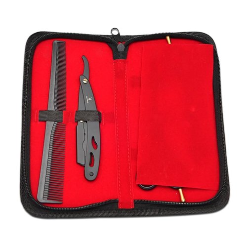 Capra FALCONERI Hair Cutting Scissors Shears Kit Set Professional Barber Shears Set Package Includes Razor Edge Barber Scissor, Razor Edge Thinning Shear, Straight Edge Razor & Stylish Hair Comb