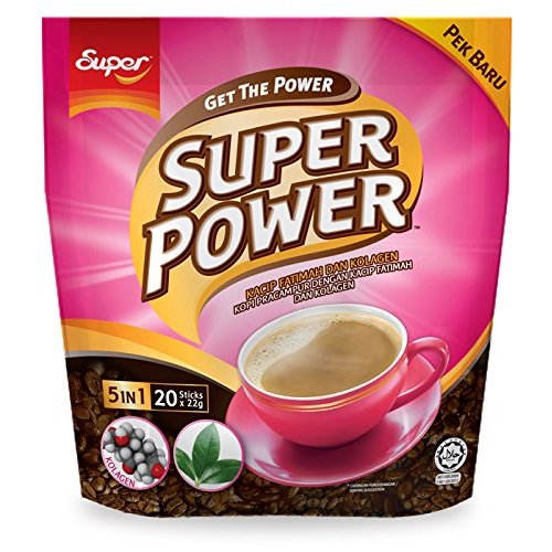 2-Pack / Malaysia Brand/Super Power 5 In 1 Premium Instant Coffee/With Herbal Extract of Kacip Fatimah & Collagen/Delicious Health Boost For Ladies/A Shot Of Collagen In Your Morning Coffee/20s x 22g/pack