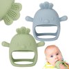 Socub 2 Pack Silicone Baby Teether Toys for Infants 3+ Months, BPA Free Anti-Drop Silicone Mitten Teething Toy for Soothing Sore Gums, Baby Chew Toys for Sucking Needs, Olive, Dusty Blue