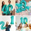 40 Inch Teal Blue Jumbo Digital Number Balloons 2 Huge Giant Balloons Foil Mylar Balloons for Baby Shower Party Ocean Mermaid Theme Birthday Decor Supplies