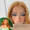 MITIMES #27 Honey Blonde Lace Front Wig Glueless Body Wave Lace Front Wigs Pre Plucked Synthetic Wear And Go Glueless HD Lace Front Wig With Natural Hairline