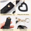 DIYBravo 2 pcs Lipstick Cases Keychain Chapstick Case Holder Lip Balm Sleeves Pouch with Mirror Heart Shaped, Portable Leather Lip Gloss Mini Bags Stocking Stuffers (black+white)