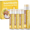 Bambalo 4-Pack Coconut SPF 15 Lip Balm - Organic Ingredients, Broad Spectrum UVA/UVB Protection - Hydrating & Moisturizing, USA Made