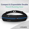 Fitletic Bolt Double Pocket Running Belt & Active Fanny Pack For Men & Women – Water Resistant, Lightweight Sleek Design – Patented No Bounce Hip Hugging Fit – Holds Any Phone