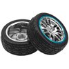 HIRCQOO 4Pcs 2.59in Rubber Tires & 12mm Hex Plastic Wheel Rims Set 14-Spoke w/Foam Compatible with Traxxas Kyosho HPI Tamiya Associated 1/10 RC On-Road Touring Car (Blue)