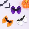Halloween Hair Bow Bat Hair Clips, 2PCS Glitter Bat Wing Hair Bow Clip Handmade Grosgrain Ribbon Bow Hairpin Halloween Hair Accessory for Kids Girls Teens Women Trick or Treat Deco, Orange