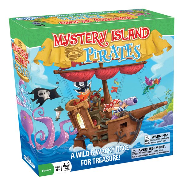 Mystery Island Pirates - Tile Game, by Outset Media, A Wild & Wacky Race for Treasure, Build Your Own Game, Two Games in One Box, Perfect for Family Game Night & Children, for 2-6 Players, Ages 5+