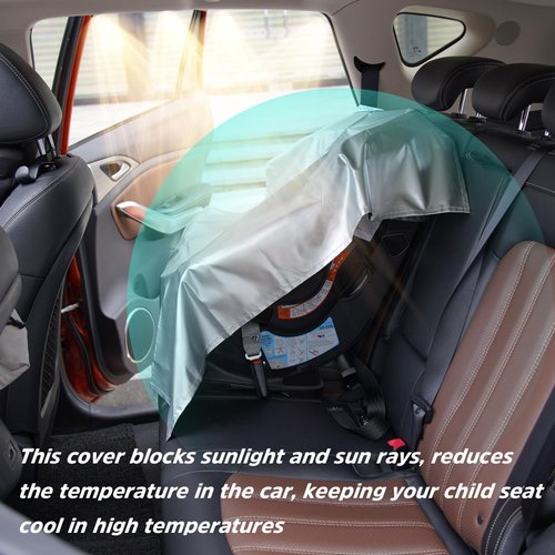 VisionKids Car Seat Sun Shade Cover |Baby Car Seat Sun Shade Cover car seat cooler|Infant Car Seats Heat Protector | Keeps Your Toddler Baby Seat at a Cool Temperature| Baby Travel Accessories Grey