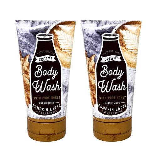 Generic Bath and Body Work Marshmallow Pumpkin Latte 2 Pack Moisturizing Creamy Body Wash Set - 8 fl oz / 236 mL each, Brown